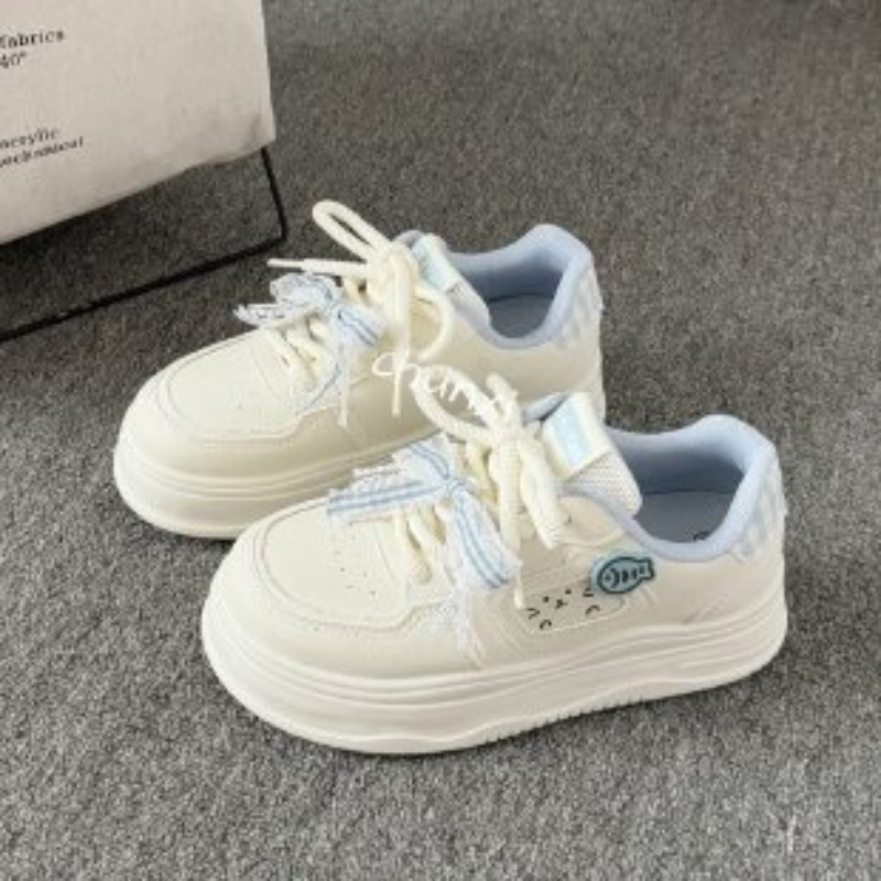 Embroidery Garments - Sepatu Sneakers Platform Putih Gaya Korea