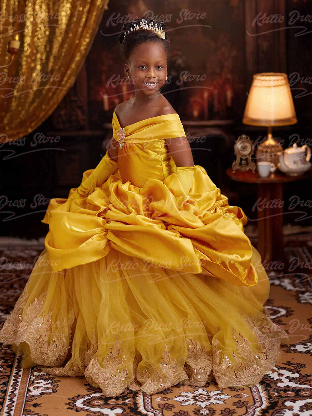 Gaun Pengiring Pengantin Putri - Embroidery Yellow Dress ulasan dan harga