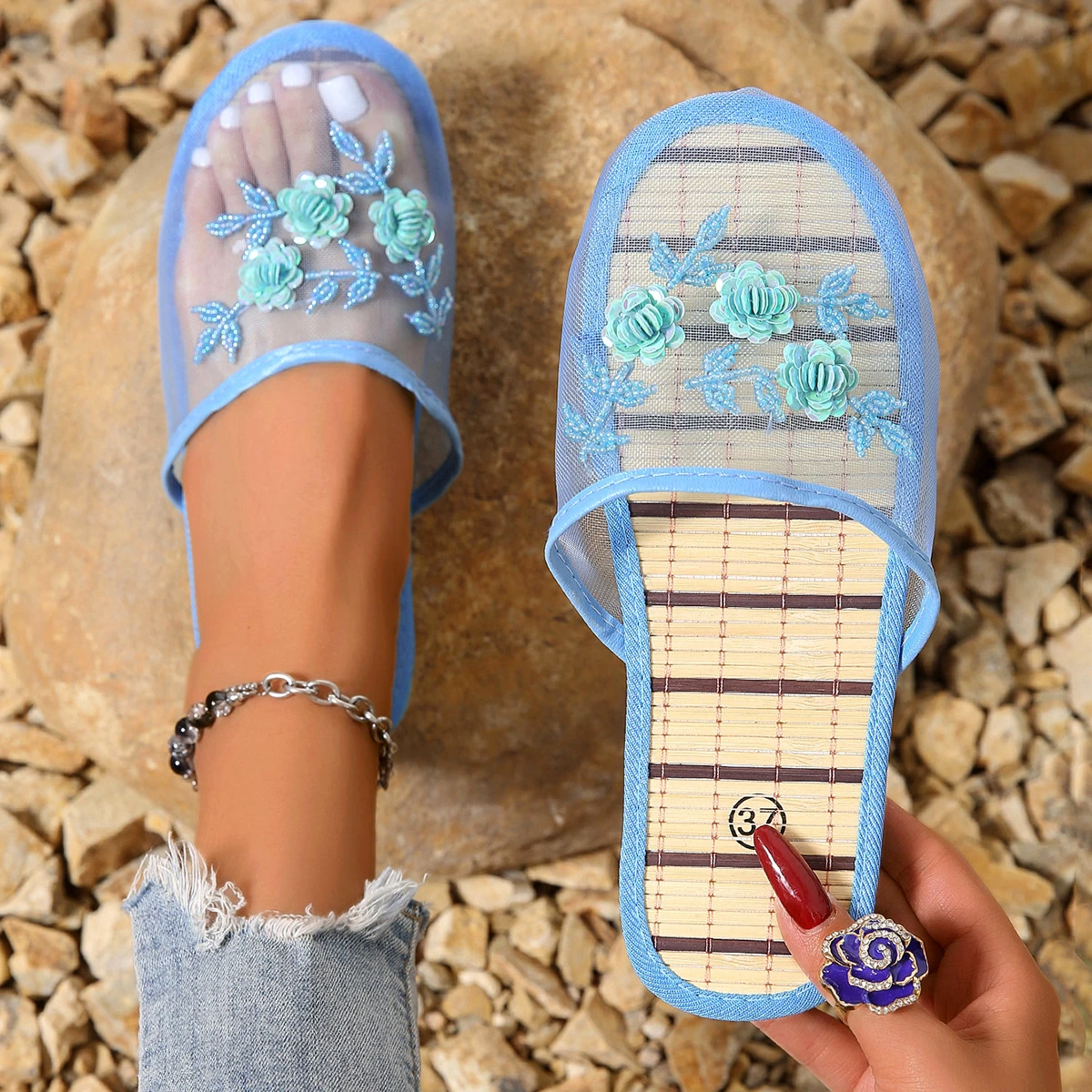 Sandal Selop Wanita Berbahan J - Embroidery Garments ulasan dan harga