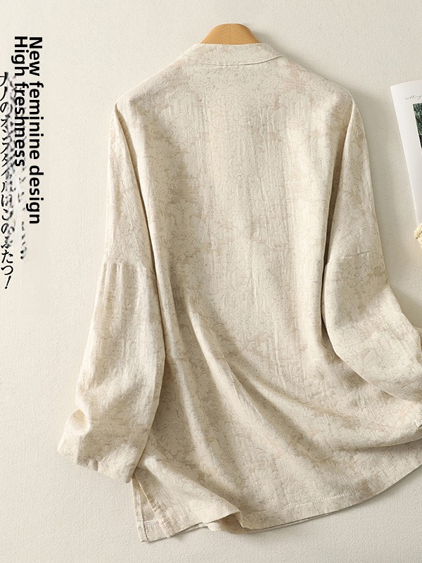 Kemeja Katun Linen Bordir Moti - Embroidery Cotton Shirt ulasan dan harga